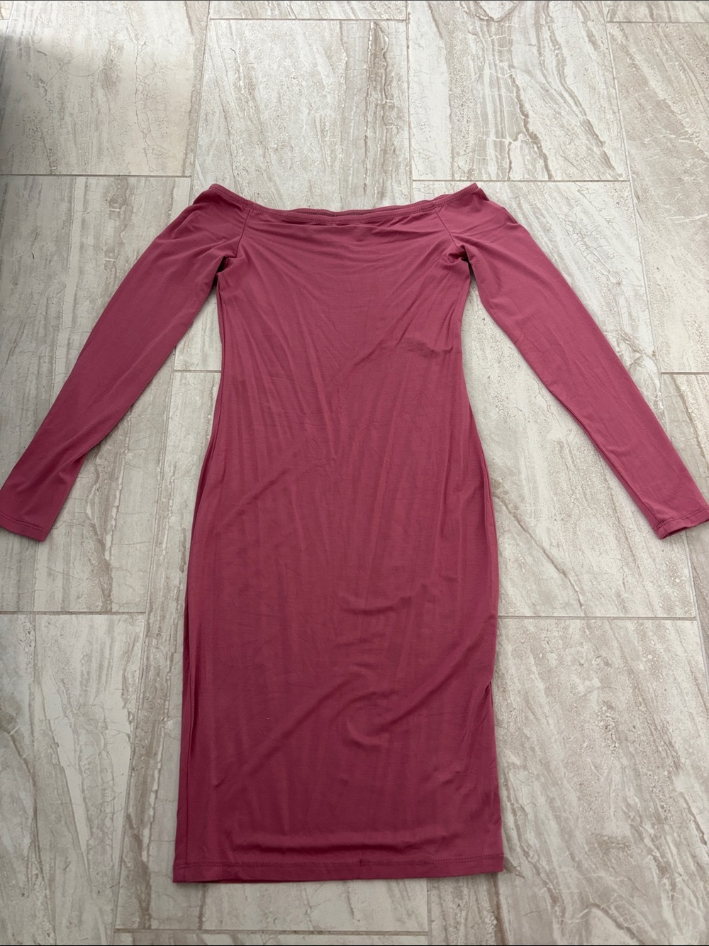 SHEIN Dusty Rose Off-Shoulder Long Sleeve Bodycon Dress